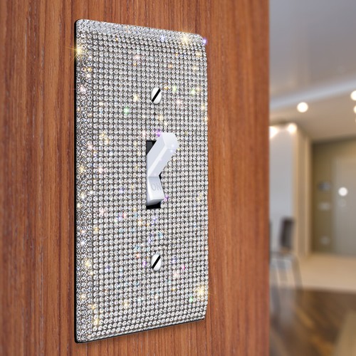 Cubierta de placa de pared interruptor basculante de salida de palanca dúplex brillante diamantes de imitación de 1 2 3 velocidades - Imagen 10 de 37