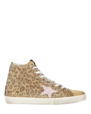 Golden Goose Francy Leopard Print Suede Upper Glitter Womens Distressed Sneaker