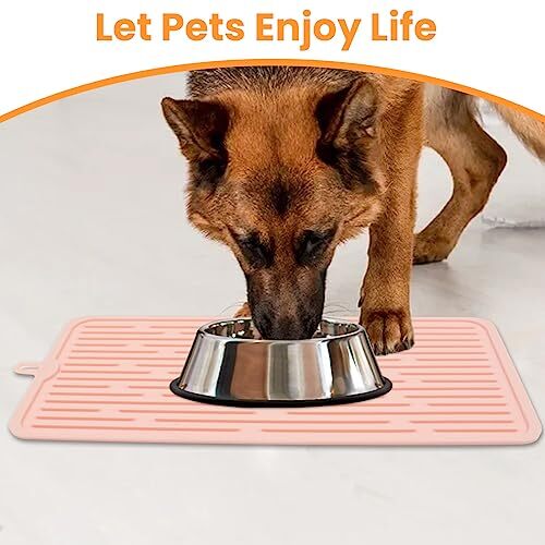 Pet Placemat for Dog and Cat, Mat for Prevent Food and Water Small Pink
