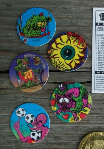 Ed Roth Rat Fink Metal Brass Slammer Coin KILLER WAVE DUDE SURFER Pogs Pack - Picture 4 of 5
