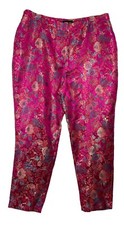 Fashion Nova Lux Pants Trousers 3X Asian Pink Floral Satin Cropped New NWOT