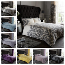 Empire Damask Printed Duvet Cover Set Luxury All Bedding Sizes Soft Washable