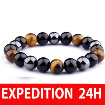- SANS MARQUE/GÃ©NÃ©RIQUE - UEUC Bracelet Triple Protection Oeil de Tigre, Perles en hématite et Obsidienne