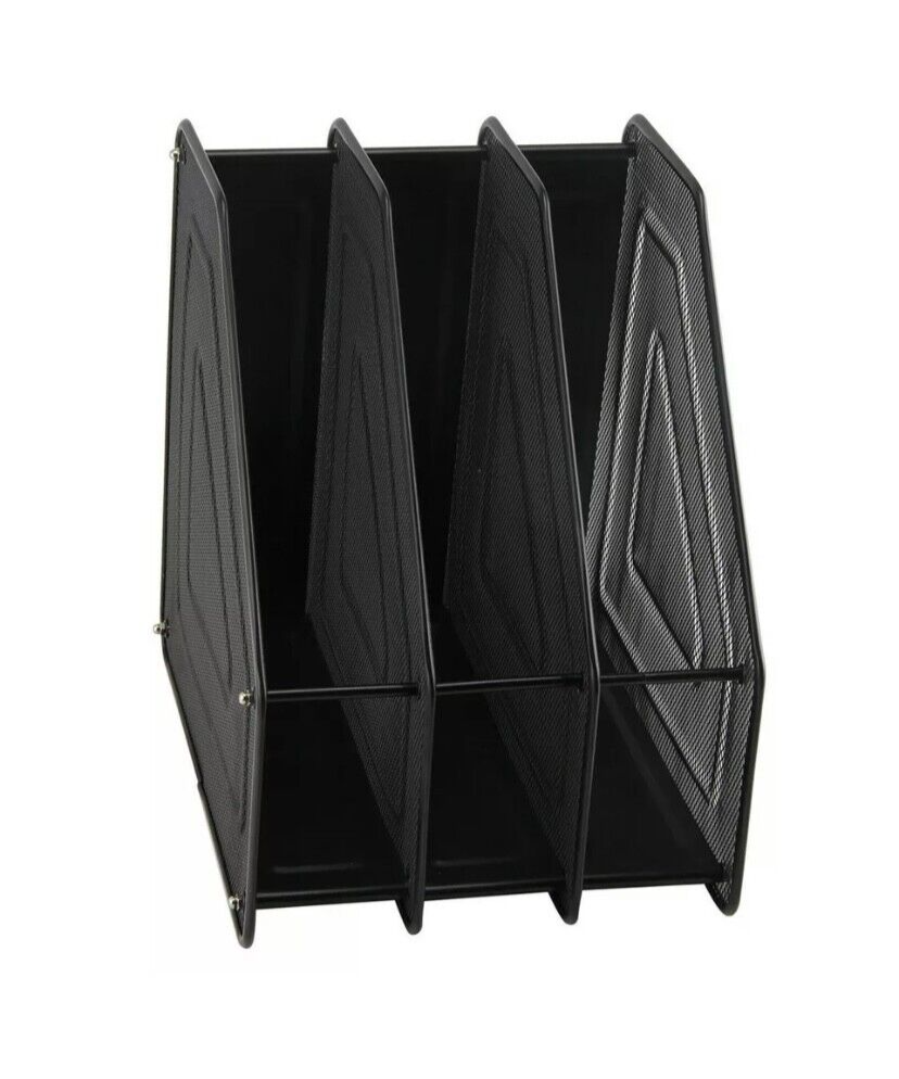 3 Part A4 Black Metal Mesh Magazine Office File Document Storage