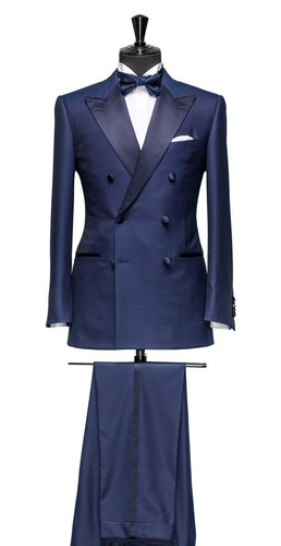 Uomo Blu Abito Testimoni Dello Sposo Doppio Petto Smoking Festa Matrimonio  ( | eBay