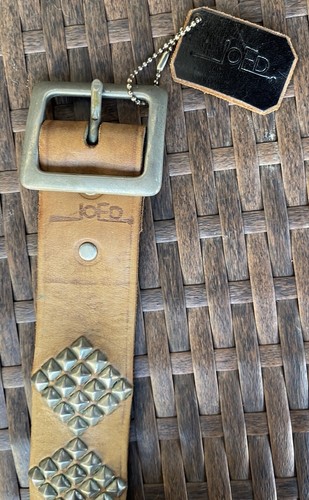 JOED Vintage Brown Leather Belt Upcycled 40s Military Belt XL 38 X Stud Pyramid - Picture 4 of 9