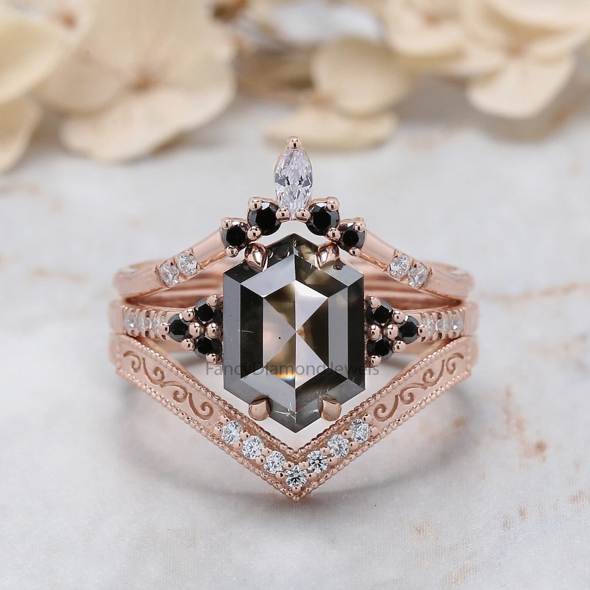 Hexagon diamond band outlet