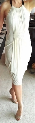 DRESS rag & bone knee length grecian layered drape sleeveless cream black 8 used