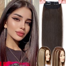 REAL REMY 100 Human Hair Clip In Hairpiece Topper Hair Pad Extensions Mini Weft