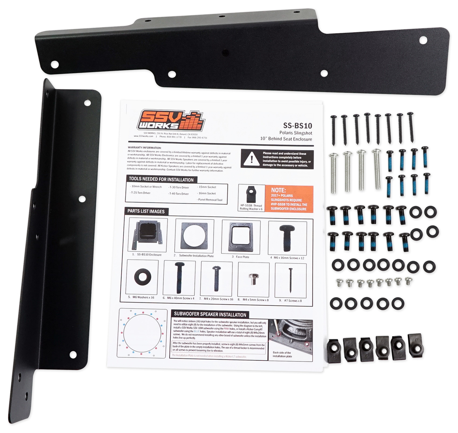 За сиденьем водителяПассажира 10 дополнительных отсеков Эквалайзер Memphis для Polaris Slingshot