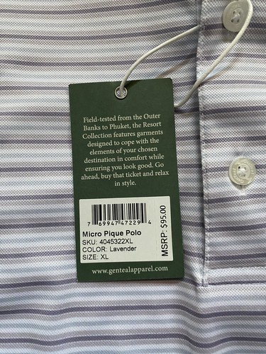 GENTEAL Micro Pique Performance Polo Shirt Men's Size XL Lavender - Picture 2 of 9