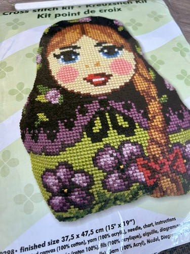 Orchidea Cross Stitch Kit Matryoshka Pillow 15x19" Printed Canvas 9298