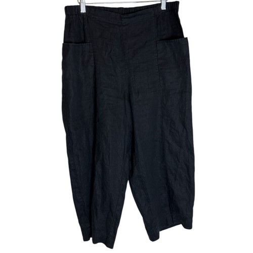 Habitat Linen Capri Pull On Pants Black Size Medium