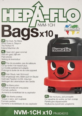 Numatic NVM-1CH HepaFlo' Disposable Filter Bags Pack - for the ''Henry'' 1, red 