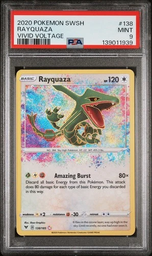 PSA 9 RAYQUAZA 138 AMAZING RARE VIVID VOLTAGE POKEMON MJ