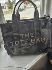 Marc Jacobs The Tote Bag Camo Canvas Camoflauge Greens Crossbody w/ Dust Bag EUC