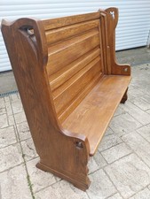 Solid Oak Bench/Pew with ornate carved details