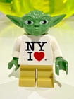 LEGO® Star Wars Yoda Minifigure 'Tourist' ed- 'NY I ❤️' torso print- Gray Hair.