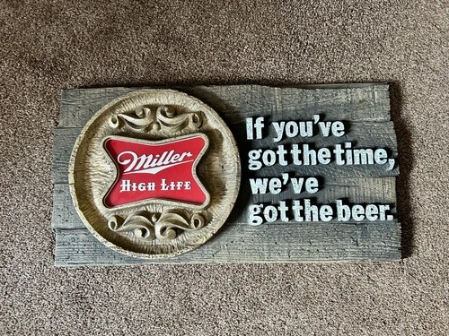 Vintage Style Miller High Life Beer Plastic Sign Game Room Man Cave Bar