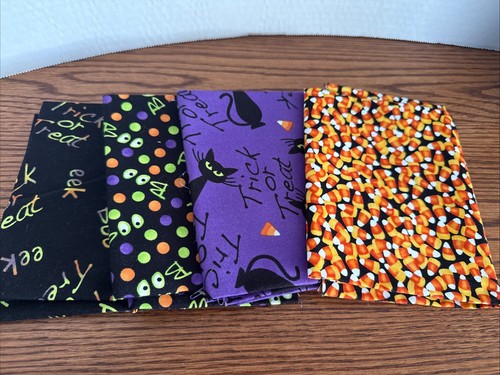 Lot of 4 ~ Fat Quarters Cotton Fabric Bundle HALLOWEEN Crafts Costume