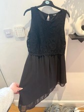 G21 Black Lace Overlay Chiffon Swing Dress Gothic Fairycore Mini Dress