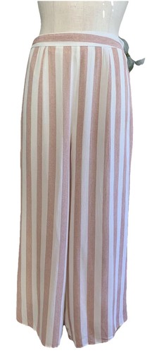 sadie sage women’s Medium pink striped wide leg side zip pants Y