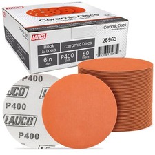 Premium 6" Hook and Loop Sanding Ceramic Discs Box of 50