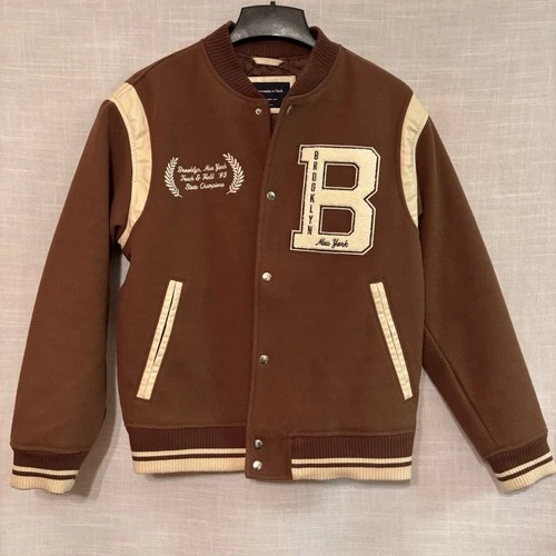 Abercrombie & Fitch Varsity Jacket Brown Brooklyn New York Letterman Style Men S video thumbnail
