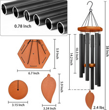 38" Sympathy Wind Chimes for outside Deep Tone, Memorial Loss of a Loved, Lar...