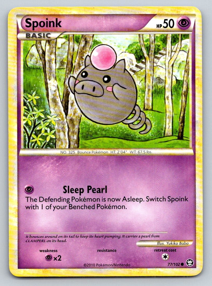 Spoink 77/102 Common HGSS Triumphant Pokemon Near Mint