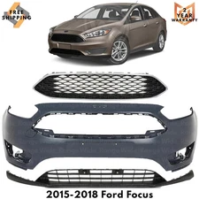 Front Bumper Cover Fascia & Grille Assembly Kit For 2015-2018 Ford Focus