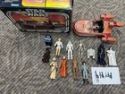 STAR WARS action figures lot-12 figures, 6 blasters, and Luke's Land Speeder