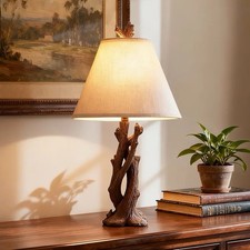 24'' Table Lamp Antler Decor for Living Room, Farmhouse Bedside Desk Lamps