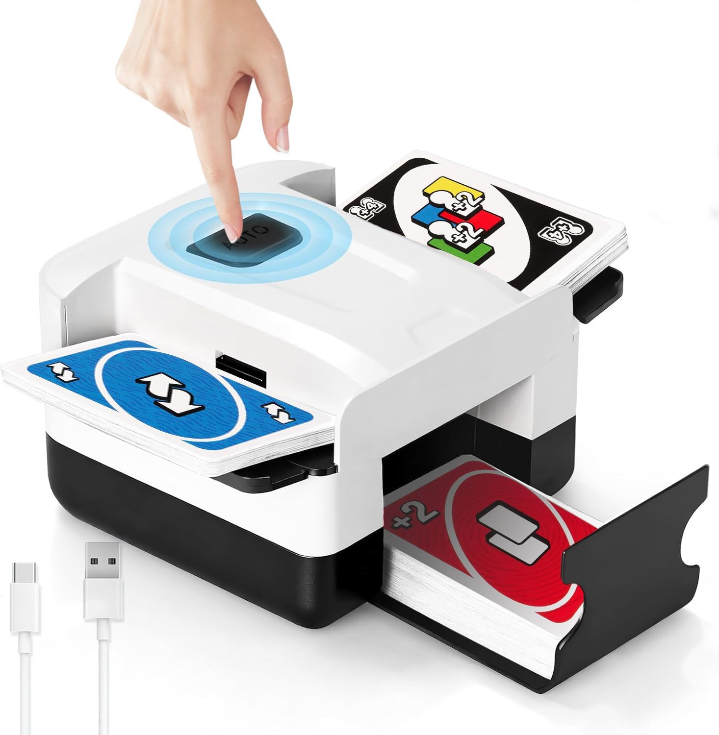 Automatic Card Shuffler Rechargeable Playing Cards for UNO,Skip-Bo,Pokemon,Phase