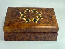 Vtg Handmade Moroccan Marquetry Thuya Wood Keepsake Trinket Jewelry Box