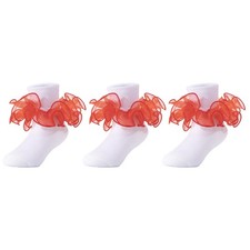 Toddler Girls Double Lace Socks Turn Cuff Big Ruffle for Little Kids 1-3T Red...