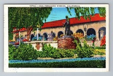 CA-California, San Fernando Mission, Garden, Monument, Vintage Postcard