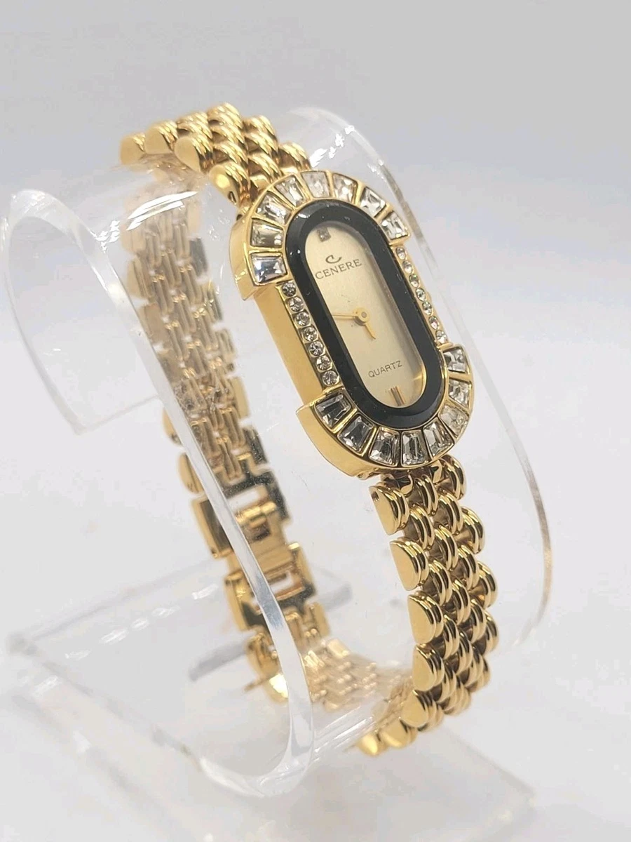 Cenere 2066 18k Gold Plated Hidden Face Bangle Watch Purple Crystals Vintage Cenere vintage watch - Gem main image 4