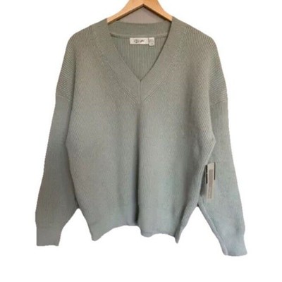 RD Style Stitch Fix Relaxed V-Neck Sweater Knit Light Sage Green Size Large NWT
