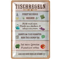 Retro Blechschild Tischregeln, Retro KüChen Deko, Shabby Chic Deko, 20X30Cm