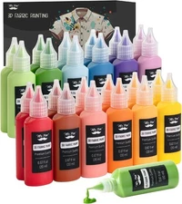 Mr. Pen- 3D Fabric Paint Set, 24 Pcs, 0.67 Oz, 24 Pack, Soft & Bright 