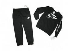 Nike Boys Jogger Sweatpants Crew Sweatshirt Outfit Set Black 5 6 7 NWT