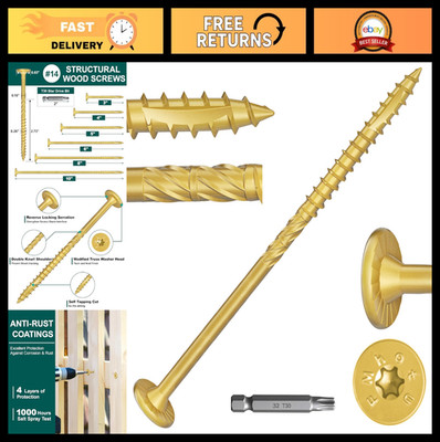 14 x 5 Inch Wood Lag Screws - 54 Pcs Rust Resistant Star Drive Decking Fasteners