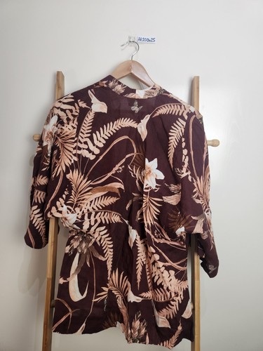 Witchery Linen Blend Brown Floral Print Kimono Open Jacket 2XS/XS - Picture 9 of 11