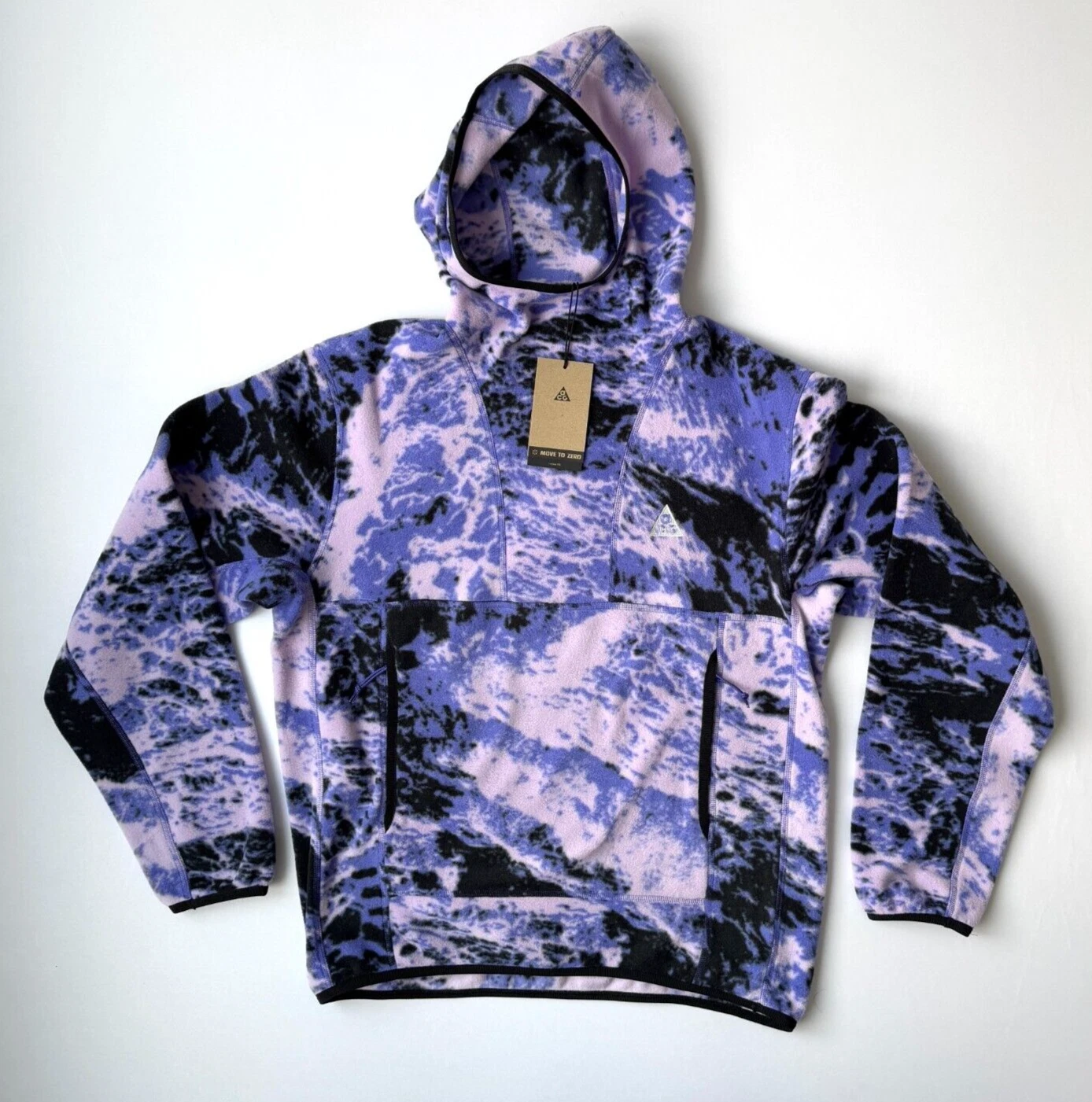 Nike ACG Mens Sz S (Loose) NWT Polartec Fleece Wolf Tree Hoodie Purple Camo