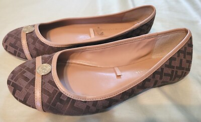 Tommy Hilfiger Women's Betsy Flats Ballerina Shoes Brown Slip On Sz M 
