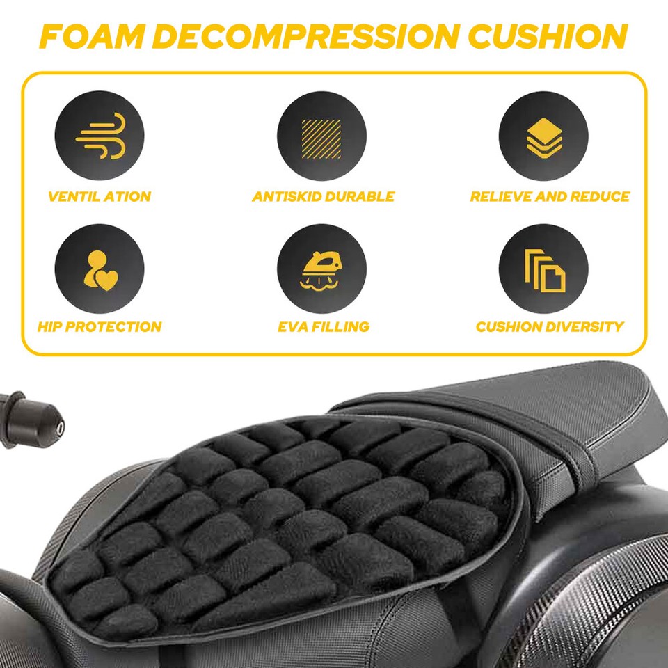 Motorcycle Comfort Seat Cushion Gel Cover Pillow Pad Pressure Relief Motorbike eBay