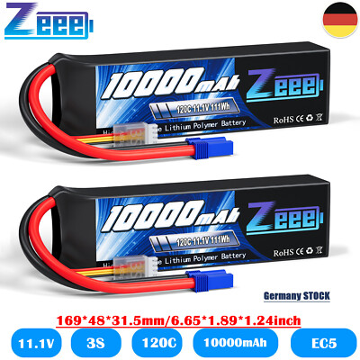 2x Zeee 3S Lipo Akku Batterie 11.1V 120C 10000mAh EC5 Soft für RC Evader BX Auto