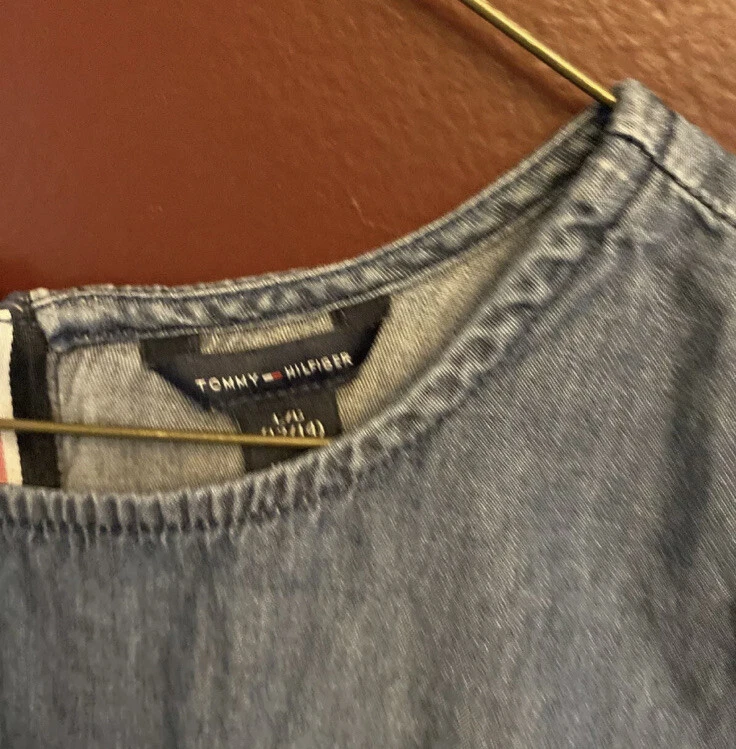 NIÑAS TALLA. 12-14 VESTIDO VAQUERO TOMMY HILFIGER Denim Mangas Cortas Cintura Caída Foto 4 de 4