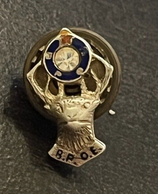 Vintage Sterling Silver BPOE Elk Head Screwback Pin